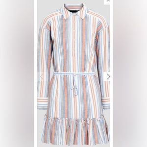 VERONICA BEARD
Ardith ruffled striped cotton mini shirt dress